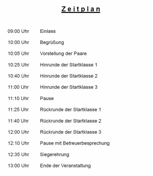 Zeitplan Breitensport 20260328